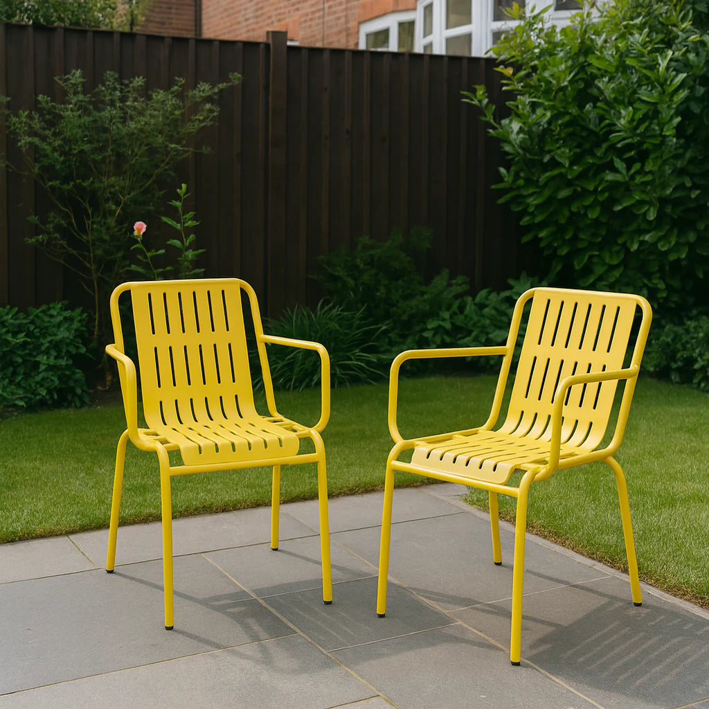 Yellow Metal Outdoor Garden Chair