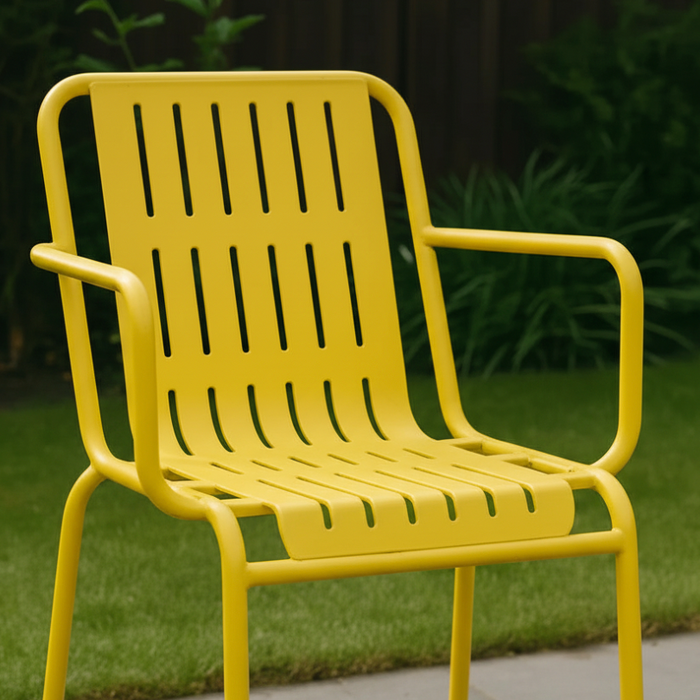 Yellow Metal Outdoor Garden Chair