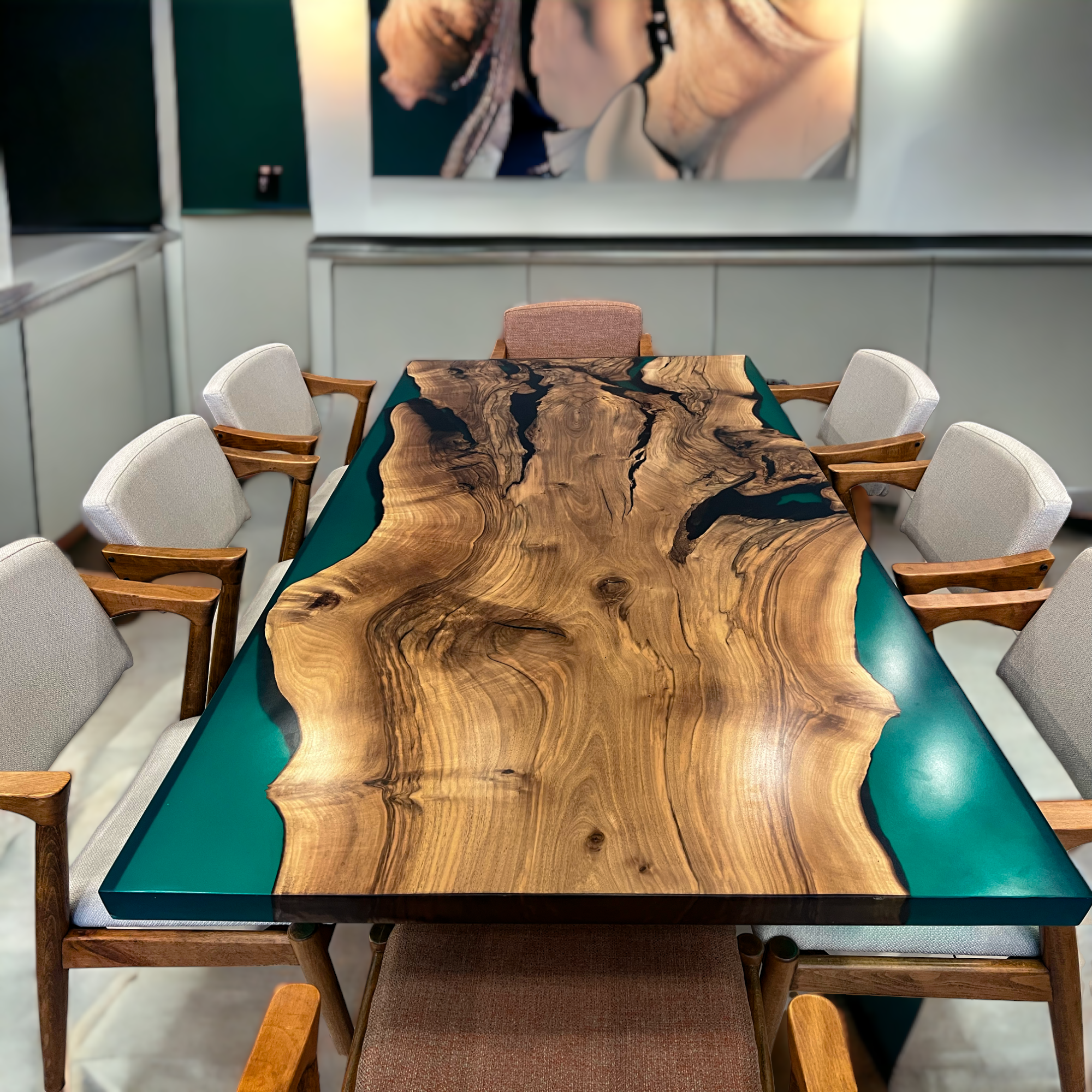 Green Epoxy Dining Table Green Resin River Table The