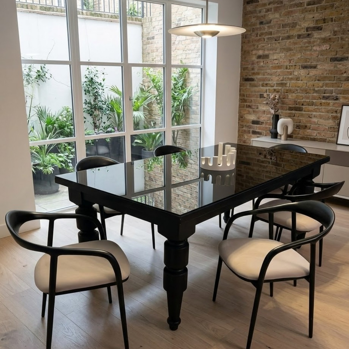 Mid Century Modern Wooden Black Dining Chair