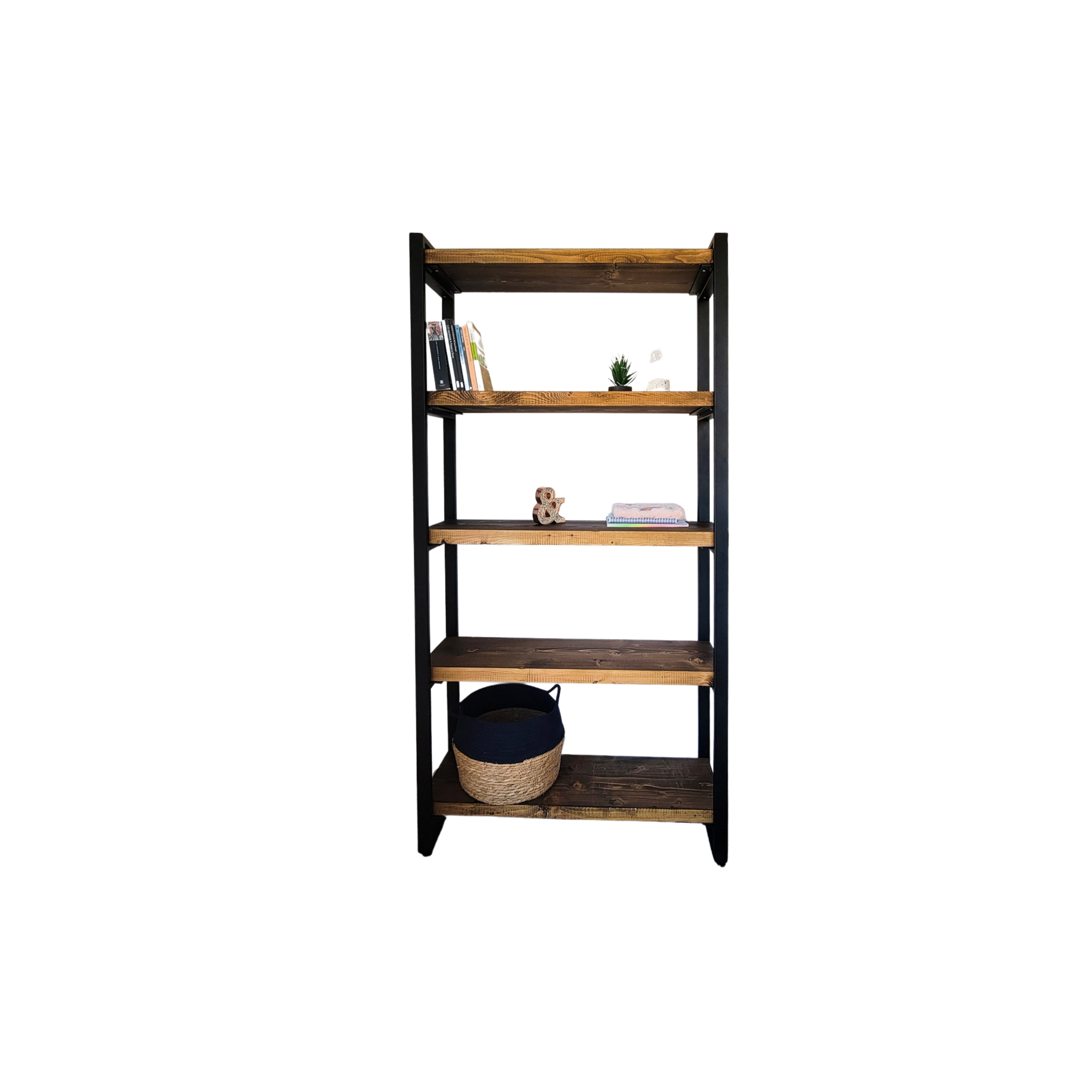 Solid Wood Open Shelf Bookcase Storage The Industrial Furniture