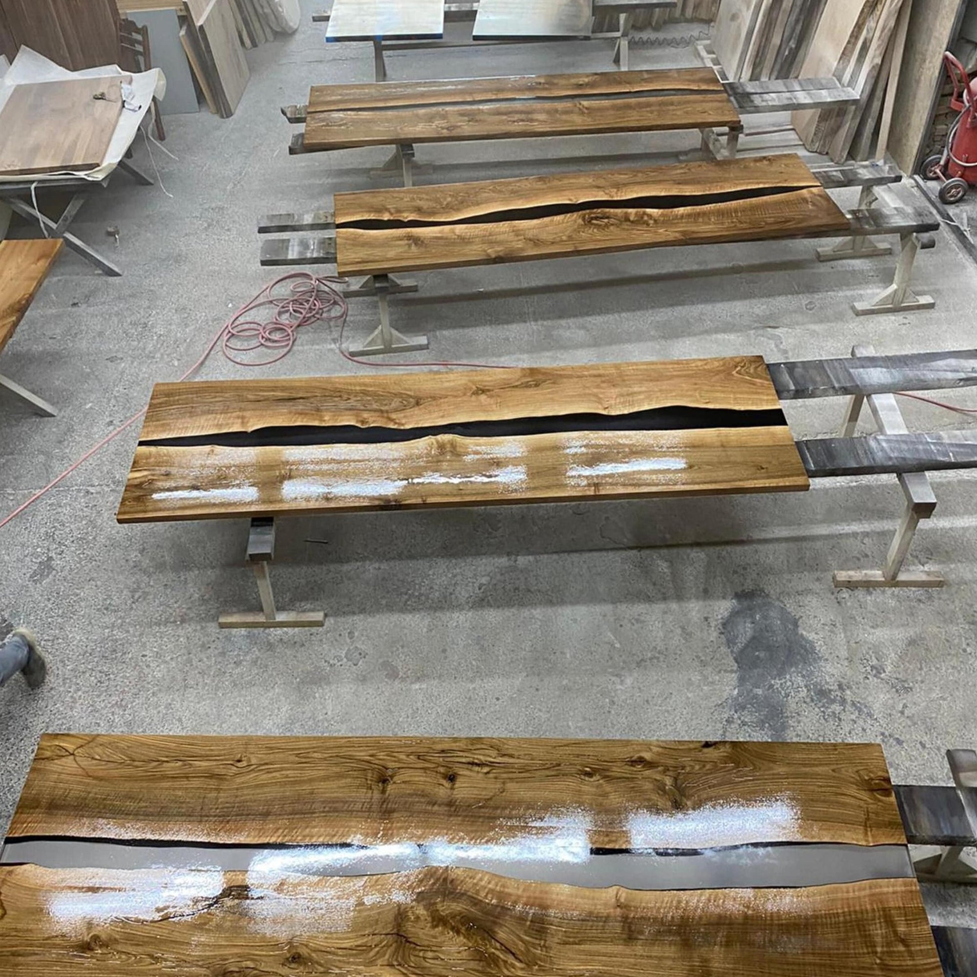 Black Resin River Epoxy Table -  Black Walnut Epoxy Dining Table